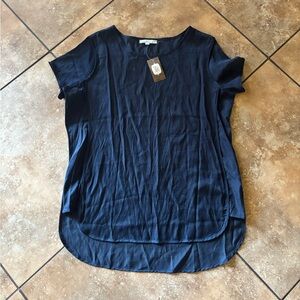 NWT Sweet Salt exposed seams blue blouse